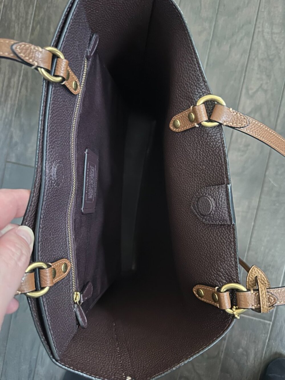 Coach Plaza Brown Pebble Polished Leather Tote/Shoulder Bag #A2080-88341 - Picture 6 of 13